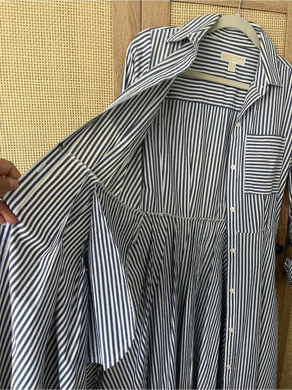 Michael Kors Navy and White Striped Shirt-Dress